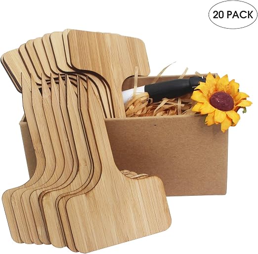 Rye Living - Etiquetas de bambú para Plantas (20 Unidades, 6 x 10 ...