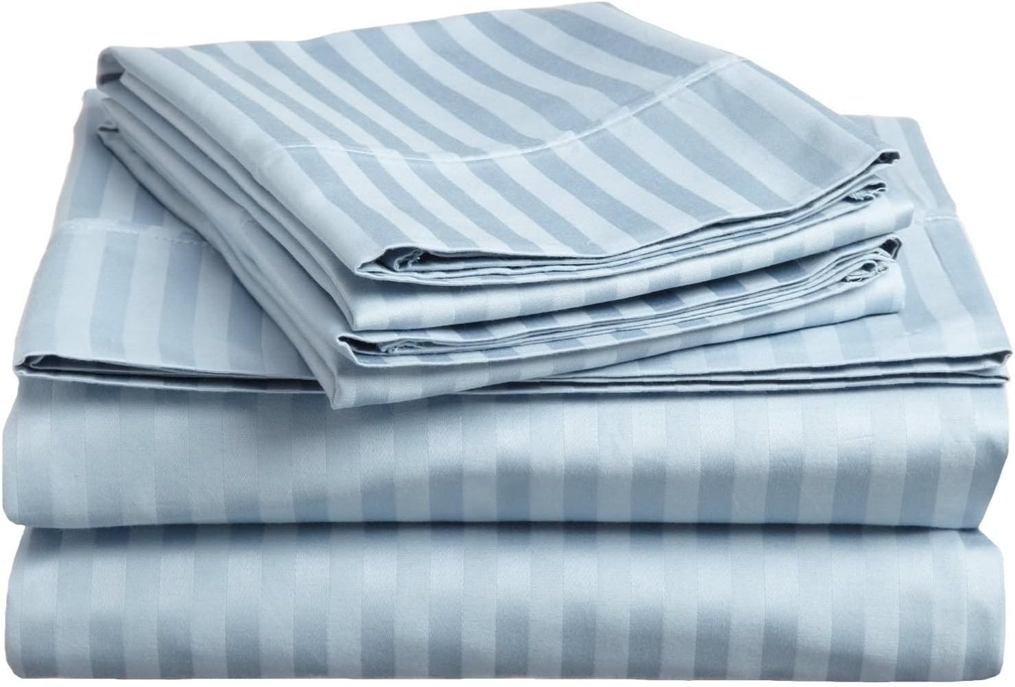600 TC Super Soft 100% Egyptian Cotton Bedding 3 Piece Set Duvet Cover With Two Pillowcase Emperor Size Medium Blue Stripe