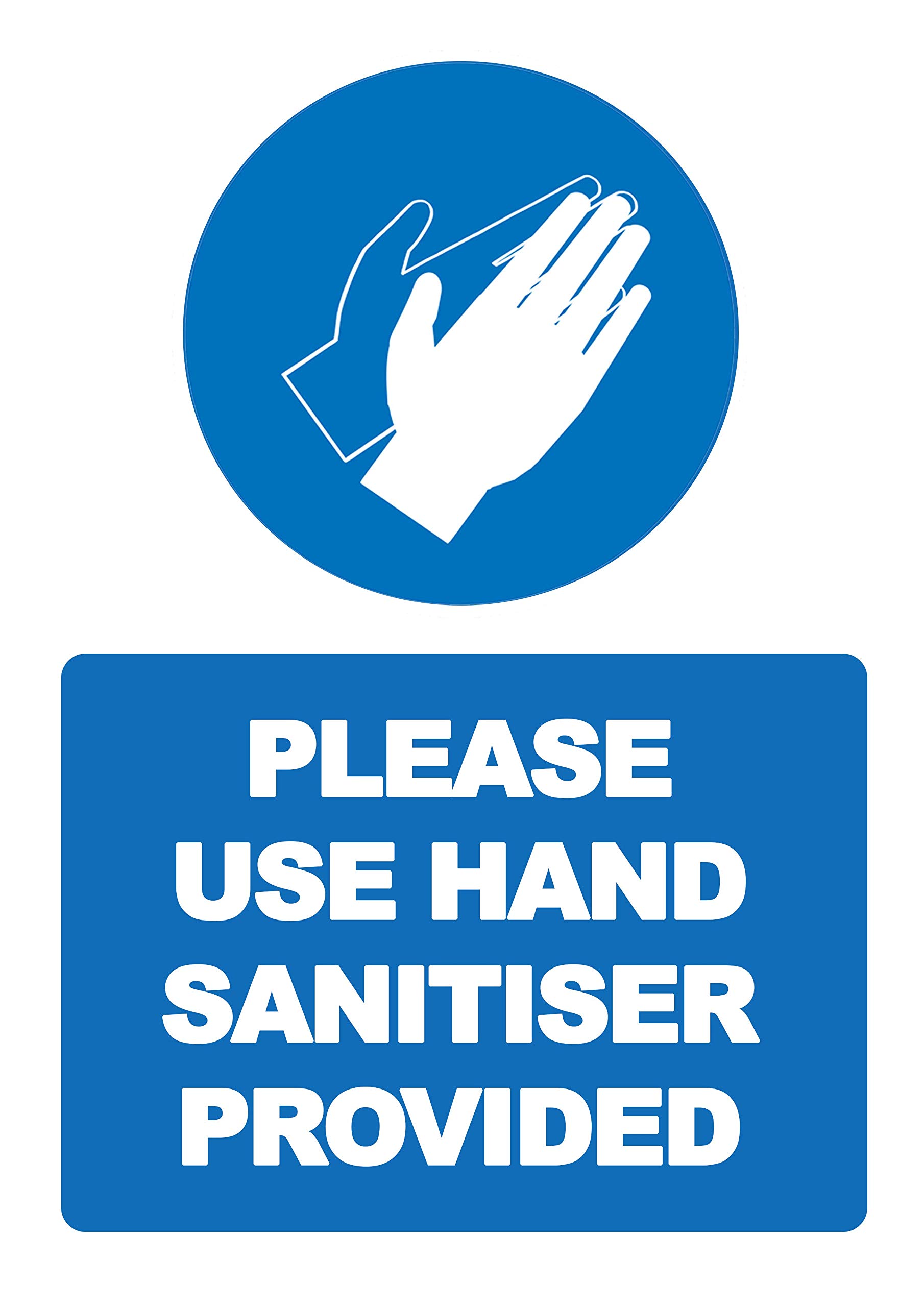 2 x please use hand sanitiser provided - social distancing vertical safety sign self adhesive vinyl weather proof label sticker - 160mm x 225mm - (SC-37)