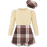 Hipea Girls Clothes 3PCS Sets Long Sleeve Solid Shirt Irregular Hem Skirt Pants with Beret Hats Winter Girls Skirt Sets