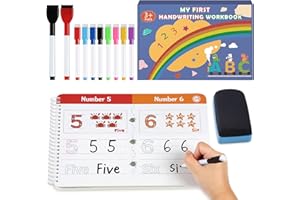 Uneedity Preschool Learning Activities Tracing Books for Kids Age 3-5,44 Pages Toddlers Handwriting Practice Book,Number Letter Tracing Books Learn Shapes Workbook Autism Montessori Educational Toy