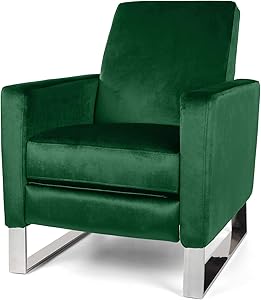 Christopher Knight Home Arvin Push Back High Leg Recliner, Emerald, Silver