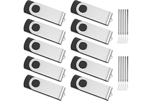 ABLAZE USB Stick 16GB 10 Pack, USB 2.0 Flash Drive 16GB with Lanyards Swivel Thumb Drives Memory Stick 10PCS (Black)