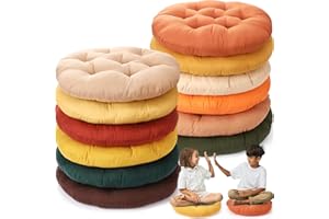 Fumete 12 Pcs Floor Pillows Cushions Seating 16 x 16 Inches Color Round Seat Reading Floor Chair Cushions for Kids Adults Classroom Home School Playing Supplies(Warm Color)