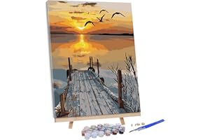 VIGEIYA Paint by Numbers for Adults, DIY Painting Kits on Canvas with Frame Including Acrylic Paints Paintbrushes Family Gift16x20in (Sunset)