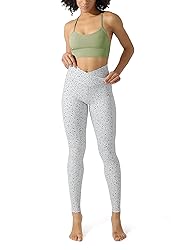 ODODOS Women's Cross Waist Pattern Yoga Leggings