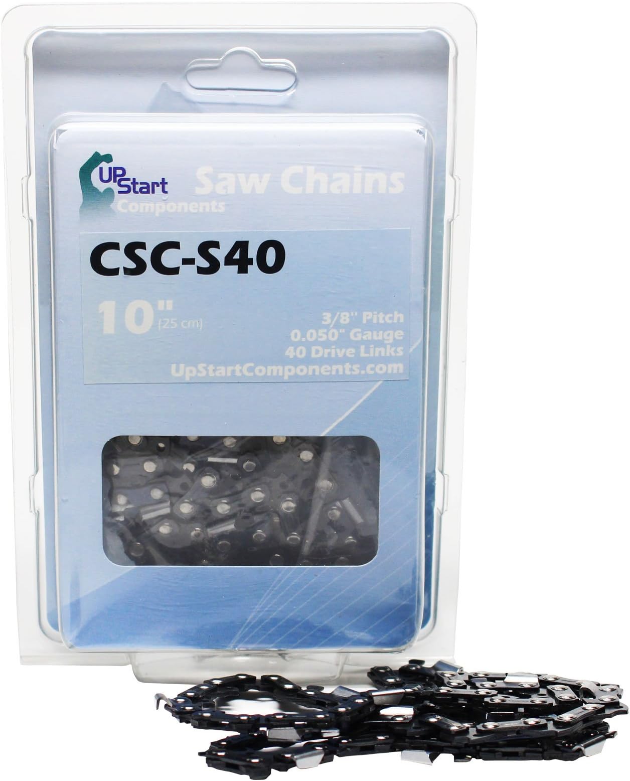 UpStart Components 2-Pack 10" Semi Chisel Saw Chain for Craftsman 358.36083 Chainsaws - (10 inch, 3/8" Low Profile Pitch, 0.050" Gauge, 40 Drive Links, CSC-S40)