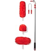 OXO Good Grips 3-in-1 Extendable Microfiber Long Reach Duster | Pole Extends 3 - 8 Ft With Twist &amp; Lock, Three Pivoting Heads, Ideal for Floors, Walls, High Ceilings, Fans, Machine Washable