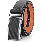 SANSTHS Ratchet Belts for Men, Leather Ratchet Belt Mens Ratchet Belt with Adjustable Buckle Men Belt Fit Everywhere