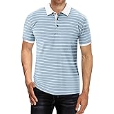 MLANM Men's Polo Shirt Short/Long Sleeve Casual Slim-fit Basic Designed Stripe Cotton Shirts