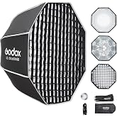 Godox UL 60cm Quick Release Softbox Bowens Mount, Honeycomb Grid Octabox | Foldable 24" Octagonal Soft Box Fast Setup for Studio Photgraphy Video Light Diffusers SL100II SK400II MS300 DP400III