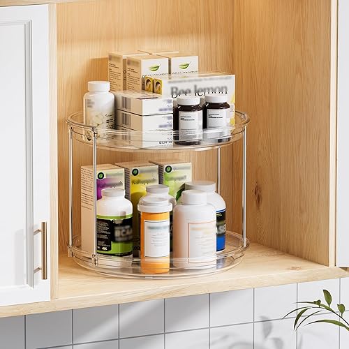 Organizer Spinning Seasoning Rack LAMU Pack 2-Tier Lazy Susan