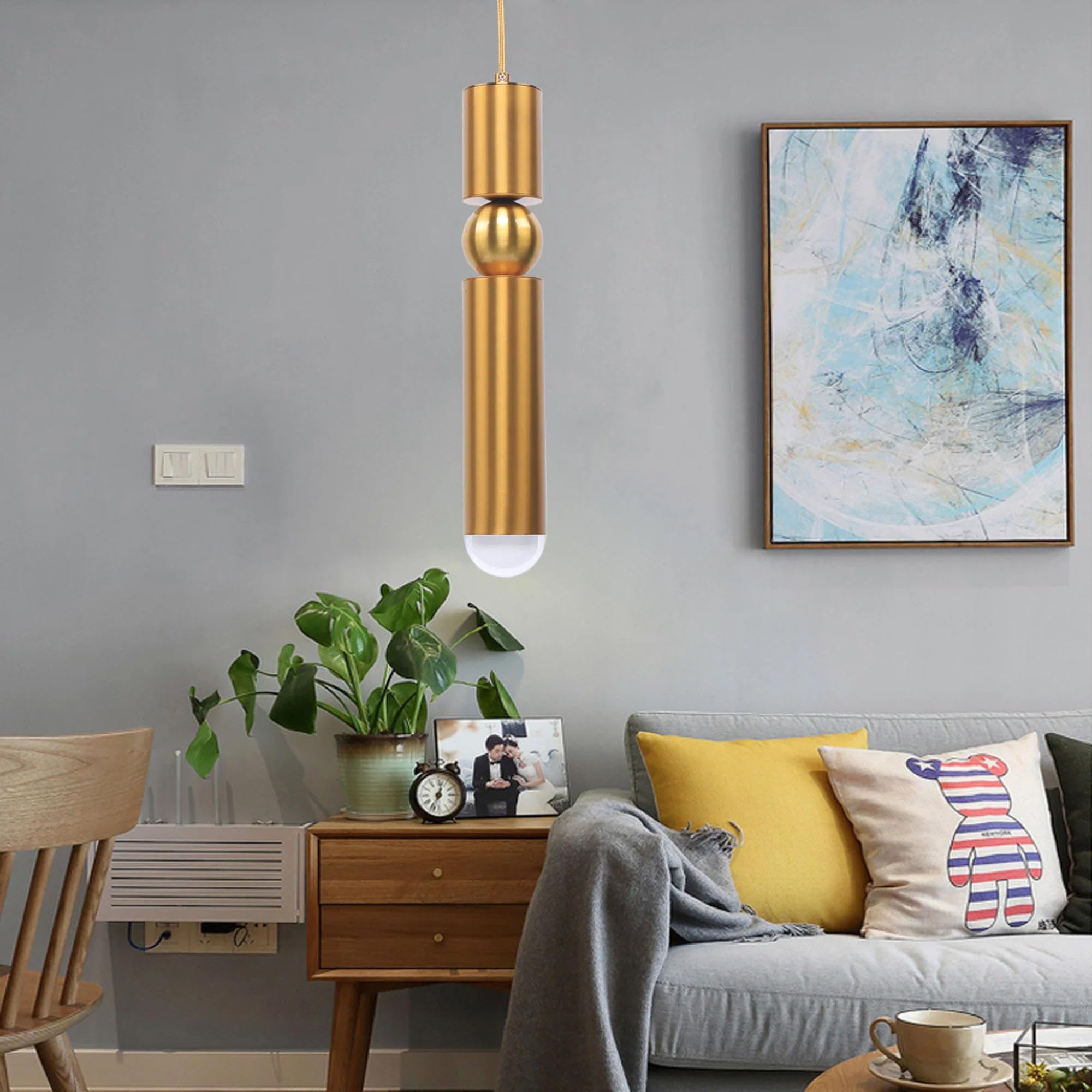 Hobaca E27 LED Gold Modern Nordic Acrylic Pendant Light Dinning Room Hanging Lights Ceiling Adjustable Holder Spotlight for Kitchen Island Lighting