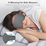 Gritin 100% Blackout Sleep Mask Grey - Zero Pressure Ergonomic 3D Cutout view 5
