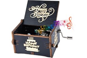 byykit Happy Birthday Gifts Music Box,Wooden Hand Crank Engraved Musical Instrument with Melody, Happy Birthday Gifts for Mom/Dad/Daughter/Son/Wife/Husband/Friends