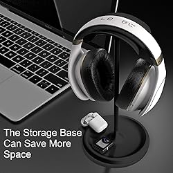 Headphone Stand, Curved Headset Stand with Storage