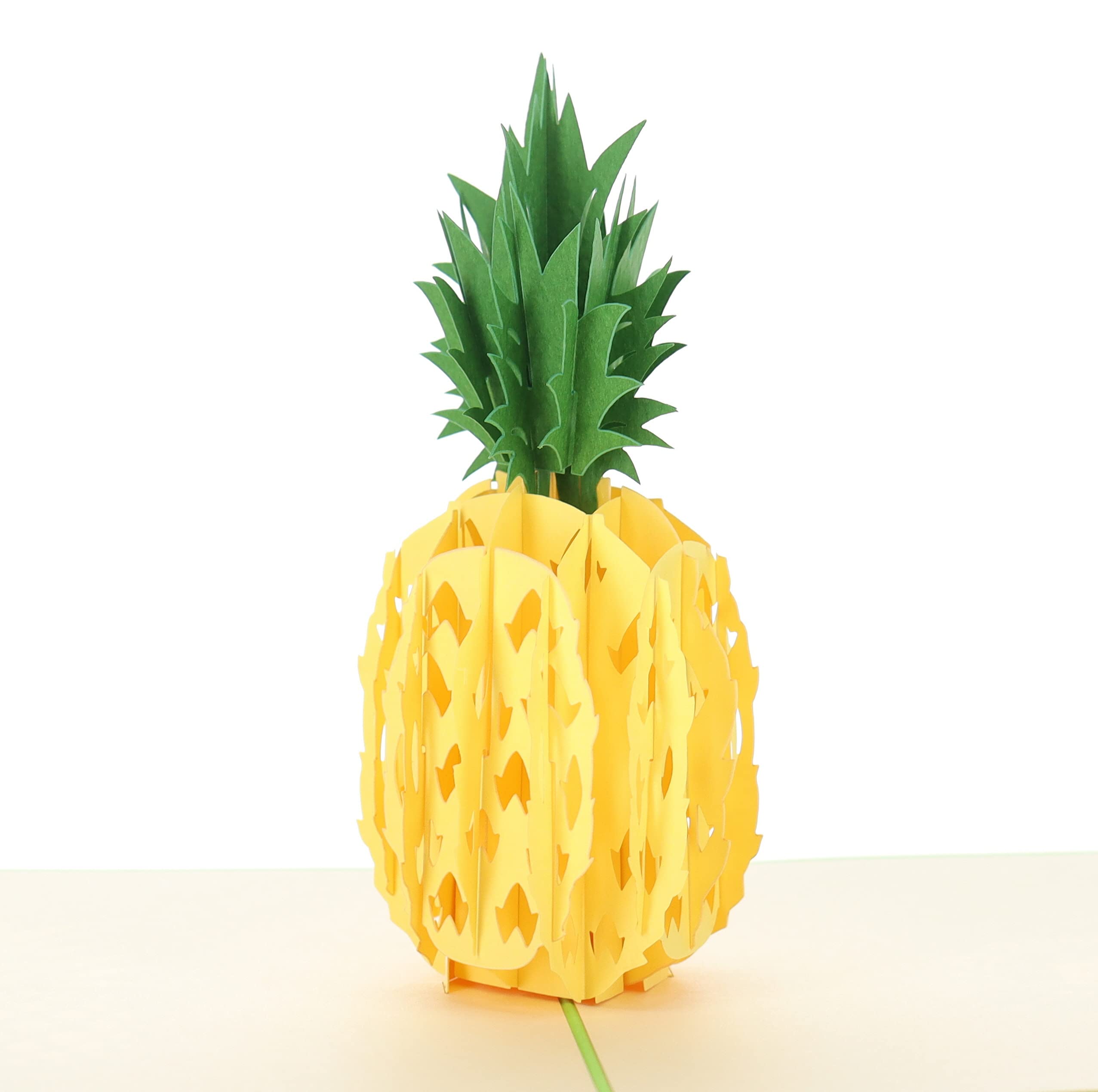 iGifts And Cards Hawaiian Pineapple 3D Pop Up Greeting Card - Fruit, Yellow, Sweet, Tropical, Green, Health, Hawaii, Half-Fold, Get Well, Just Because, Love, Special Days, Thank You, Happy Birthday โ image 1