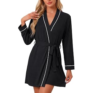 Ekouaer Robes for Women Long Sleeve Bathrobe Lightweight Soft Kimono Robes Ladies Casual Sleepwear with Pockets