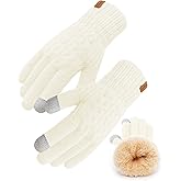Tikeiuo Winter Touch Screen Gloves for Women & Men Warm Thick Fleece Lined Knit Gloves with Elastic Cuff for Cold Weather