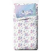 Jay Franco Kids Sheet Cartoon Set with Fitted, Flat Sheets & Pillow Cover - Ultra-Soft Bedding with Pillowcase for Room Decor, White - Lilo & Stitch 01, 3 Piece Twin