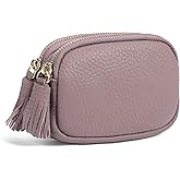 SENDEFN Coin Purse Keychain Small Genuine Leather Women Wallet 2 Zippers Around Key Ring Change Pouch Cash Holder