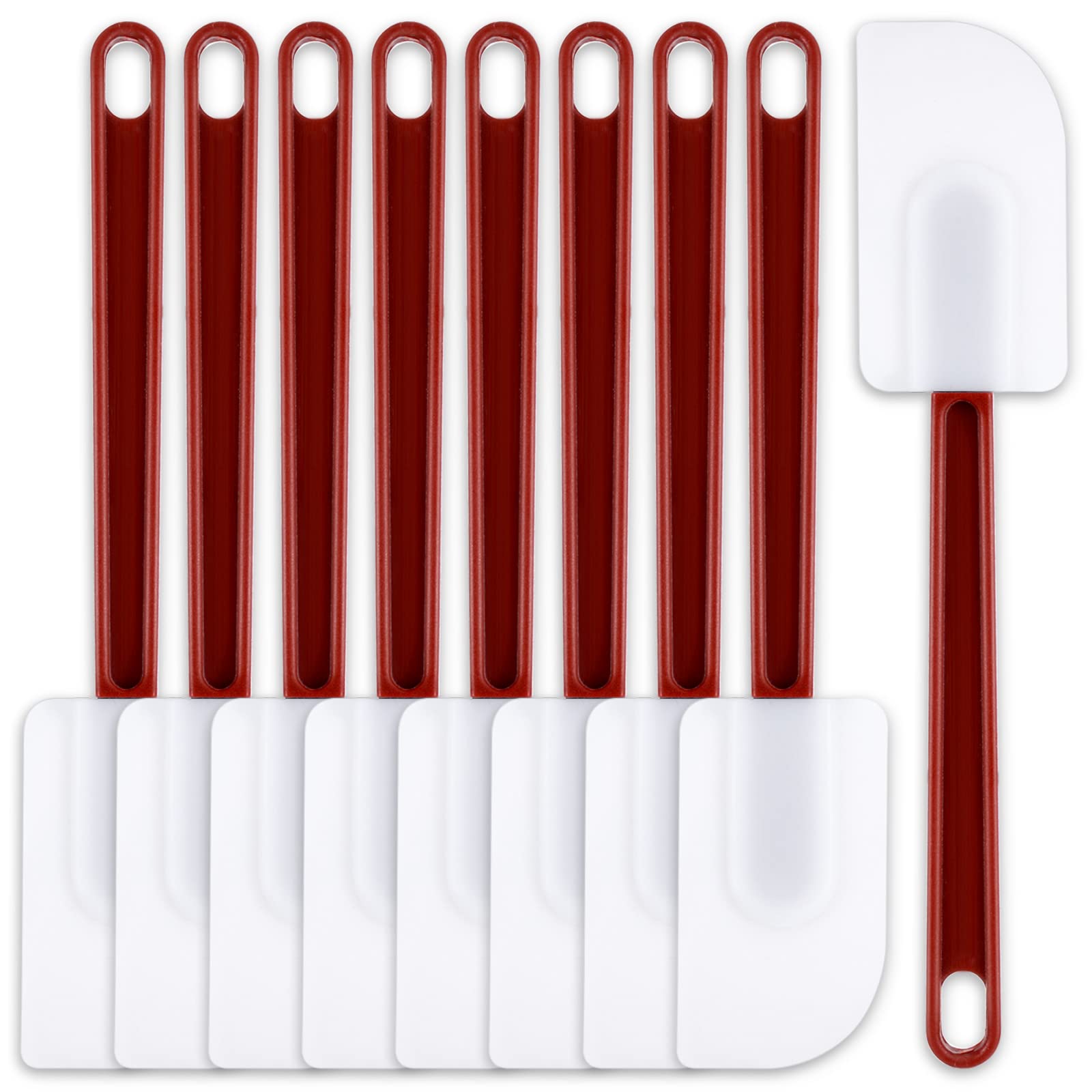Photo 1 of *************8 PCS ***********Dandat 8 Pcs Silicone Rubber Spatula, Commercial Spatula 500 Fahrenheit Heat Resistant, Non Stick Heavy Duty Scraper for Kitchen Cook Mix Fry Spread Bake, Dishwasher Safe(Deep Red and White,10 Inch)
