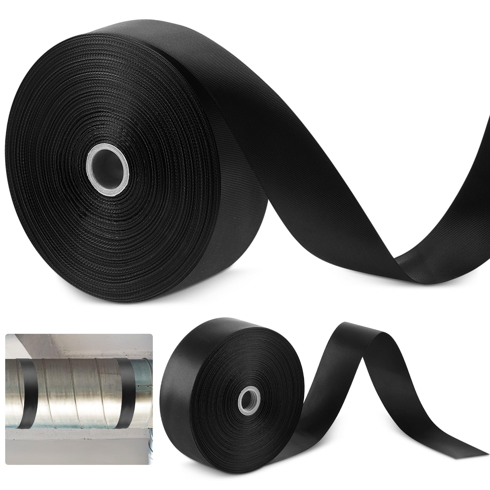 Photo 1 of Frienda 2 Rolls Duct Strap Duct Support Webbing Wide Webbing Strap Support Belt Heavy Duty(200 ft X 1.97 Inch,Black)