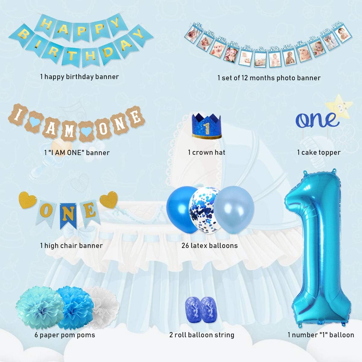 Mant Vn Loisirs Creatifs Fournitures De Loisirs Creatifs 1 12 Mois Banniere De Photo Couronne 1 An Banderole De Joyeux Anniversaire Gateau Topper Ballon Decor De Papier Rain Queen Decorations Anniversaire 1er Fille Bebe Premiere