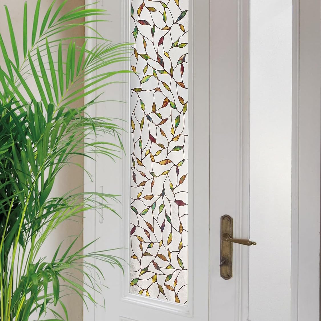 Artscape Cascade Sidelight 30 x 211 cm Window Film – Provides Privacy, Non-Adhesive, Colorful Stained Glass Pattern, UV Protection, Easy to Apply and Removable