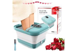 AISZG Valentines Day Gifts for Him/Her/Boyfriend,Foot Spa Bath Massager with 8 Massage Rollers,Collapsible Foot Spa with Heat,Pedicure Foot Soaking Tub,Mens Valentines Gifts