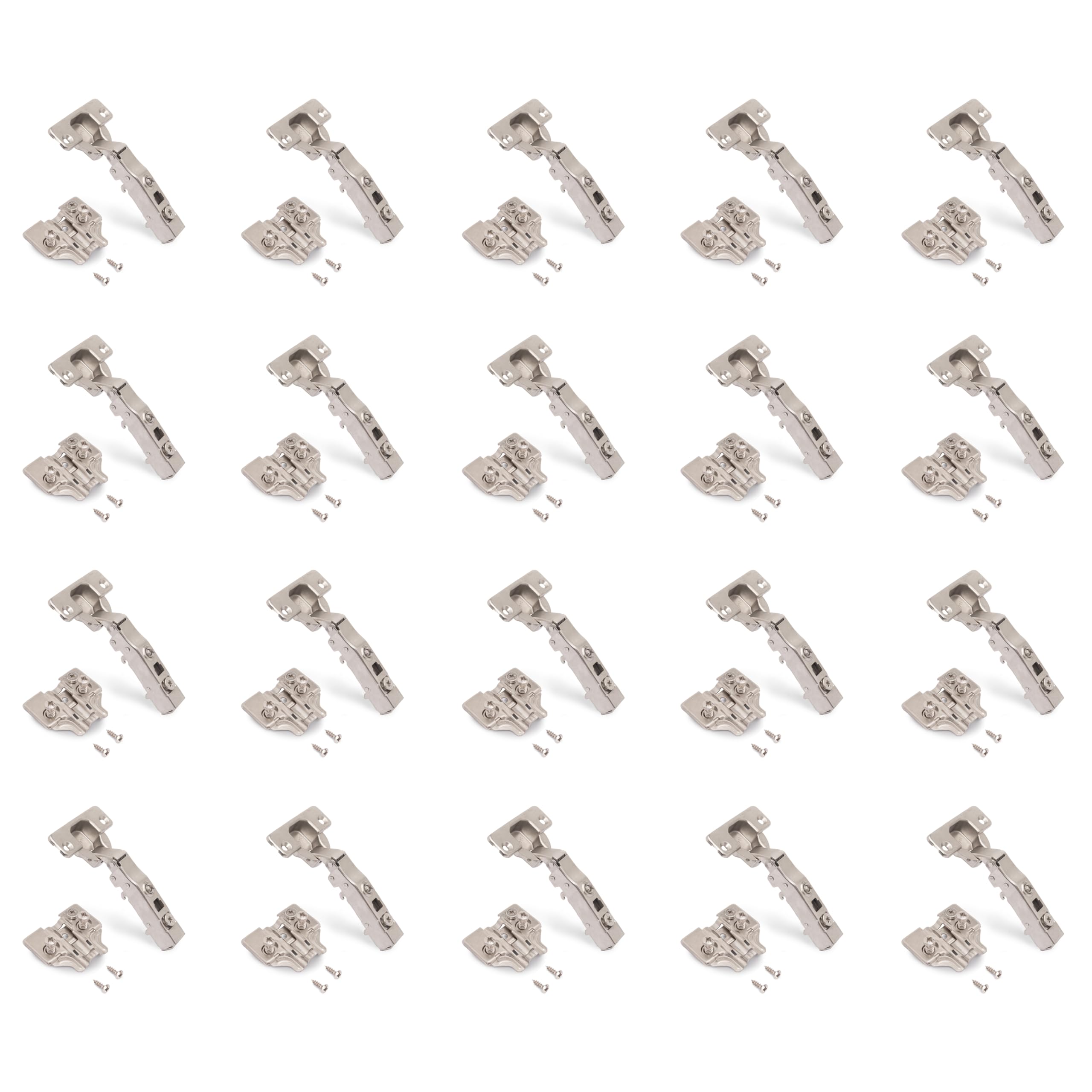 Emuca - Kit of 20 Full Overlay Hinges x91. Ø35mm. Opening 105°, Soft Close for Overlapping Doors and Euro Supplements with Eccentric Adjustment