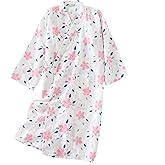 ECHERY Women's Summer Cotton Kimono Robes Floral Pajamas Khan Steamed Bathrobe Yukata