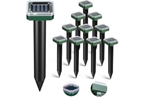 WYEWYE Solar Powered Mole Repellent 10 Pack,Rodent Chipmunk Repellent Mole Groundhog Gopher Deterrent Outdoor Pest Control,Sonic Mole Snake Mice Deterrent Spikes,Waterproof Mouse Traps for Lawns Garden Farm