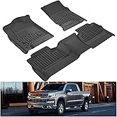 KIWI MASTER Floor Mats for 2014-2018 Chevy Silverado/GMC Sierra 1500 Crew Cab, 2015-2019 Silverado/Sierra 2500/3500 HD Crew Cab Front Rear Seat 2 Row All Weather Mat Liners Black