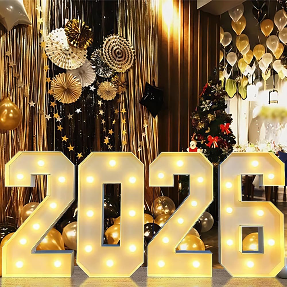 Photo 1 of 2.3FT Marquee Numbers Lights 2026 Sign, Light up letters for New Year Decorations 2026 Graduation Decoration, Class of 2026 for College High School Senior Kindergarten Graduation Party Favor Supplies