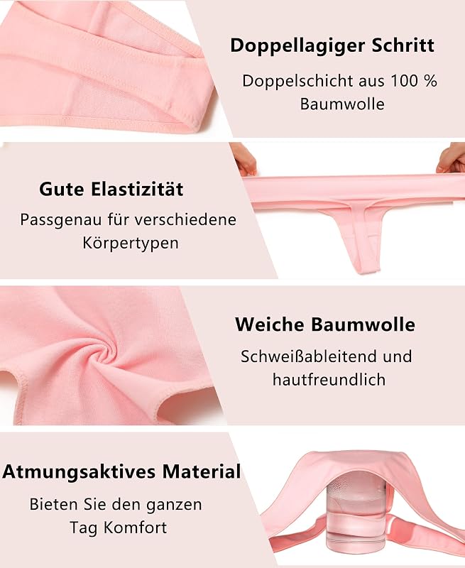 Perizoma Tanga Donna Cotone Mutande Donna Seducente Brasiliana Slip Cotone Traspirante Set Intimo Mutandine a Vita Bassa Thong Multipack da 6 Pezzi — foto 3 di 5