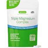 Igennus Superior Triple Magnesium Complex, Fully Reacted, 180 Tablets | Chelated glycinate, taurate &amp; citrate for superior absorption; non-buffered, pure, clean and vegan