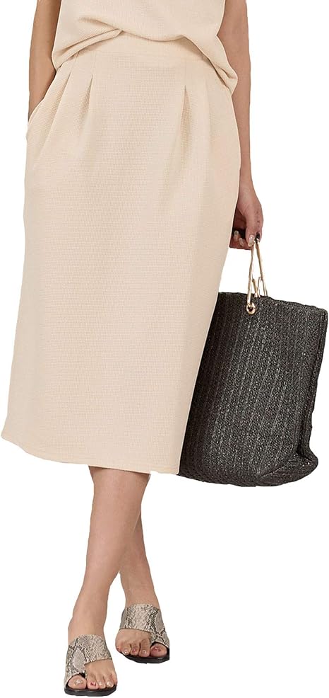 Amazon 神戸レタス バックウエストゴム ワッフル生地 タイト スカート M2539 レディース ワンサイズ M エクリュ スカート 通販