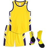 C2M Kids Basketball Jerseys Kit Youth Sport Training Uniform Shirt & Shorts for Boys Girls