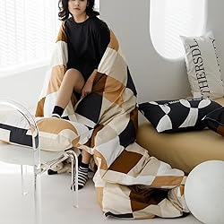 Luxlovery Beige Plaid Comforter Set King Beige and