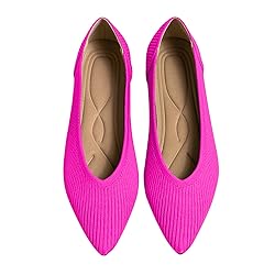 TINGRISE Women's Flats Shoes Pointed Toe Knit