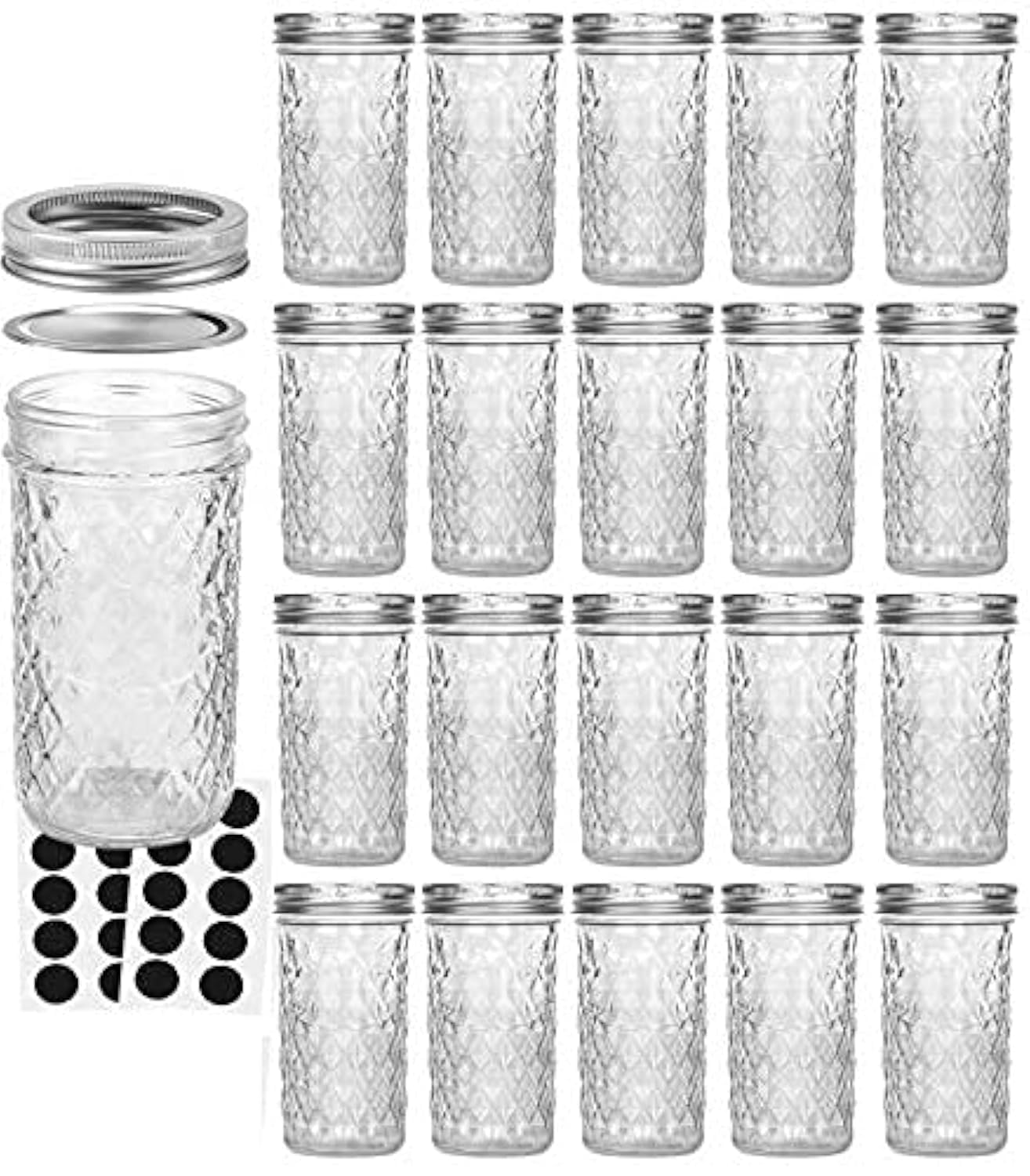 Photo 1 of VERONES Mason Jars 12 OZ, Canning Jars Jelly Jars With Regular Lids, Ideal for Jam, Honey, Wedding Favors, Shower Favors, 20 PACK