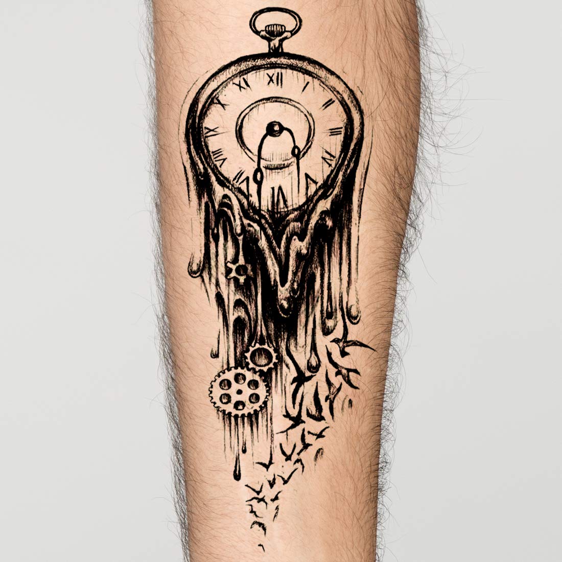 Voorkoms Time Watch Flying Birds Temporary Body Tattoo Waterproof For Girls Men Women Beautiful Popular Water Transfer Size 11cm X 6cm 1pcs Amazon In Beauty