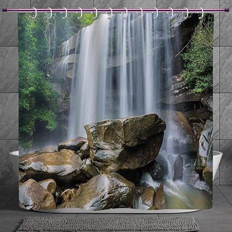 Polyester Shower Curtain 2 0 Waterfall Decor Waterfalls