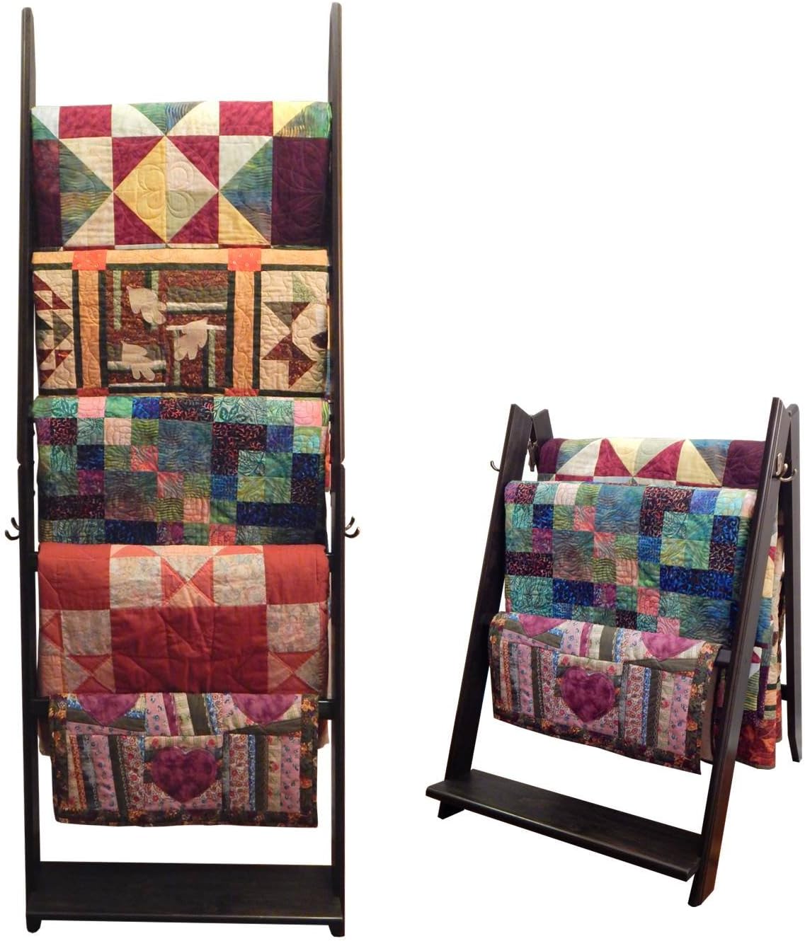 The LadderRack 2-in-1 Quilt Display Rack (5 Rung/24" Model/Weathered Black)
