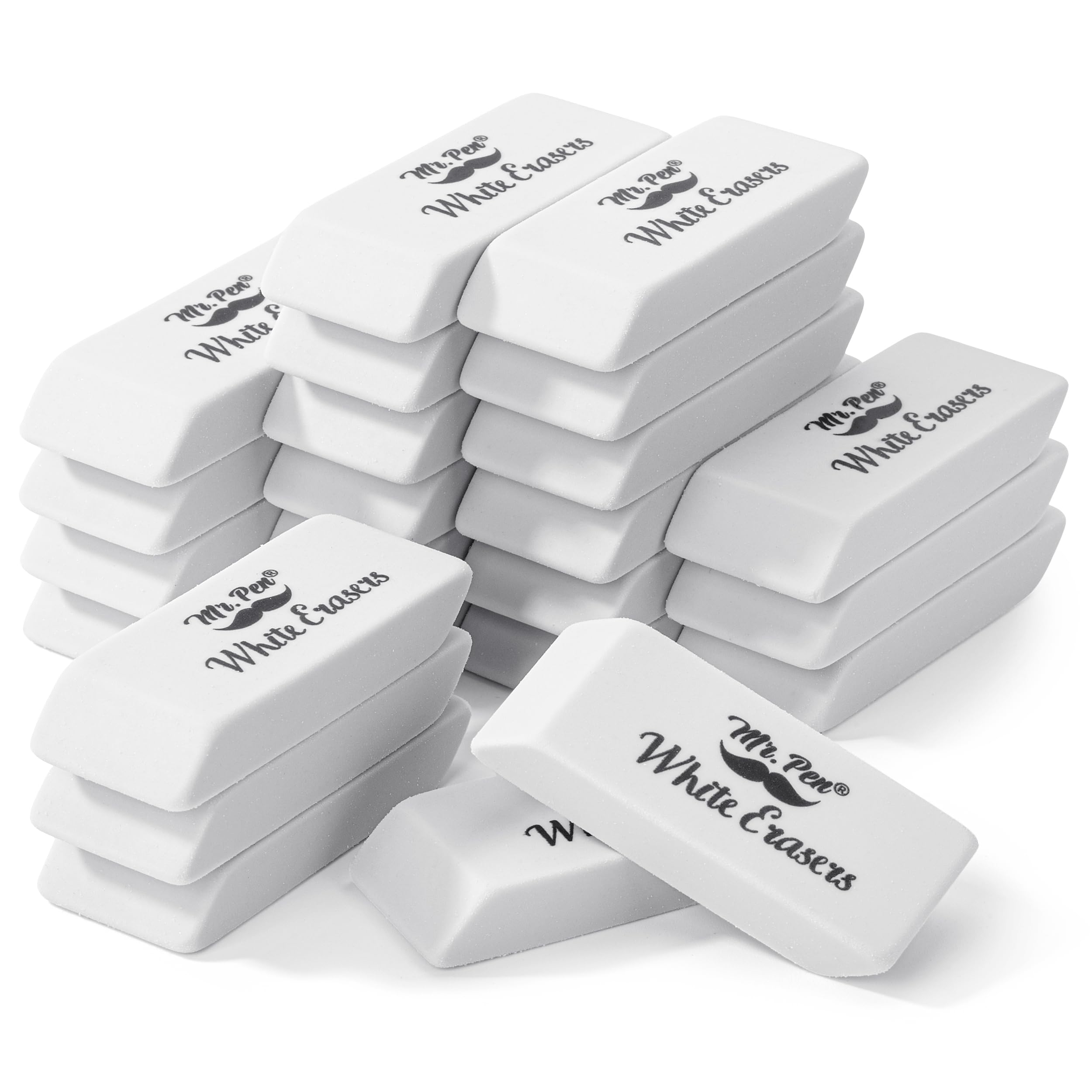 Mr. Pen- White Pencil Eraser, 24 Pack, Block