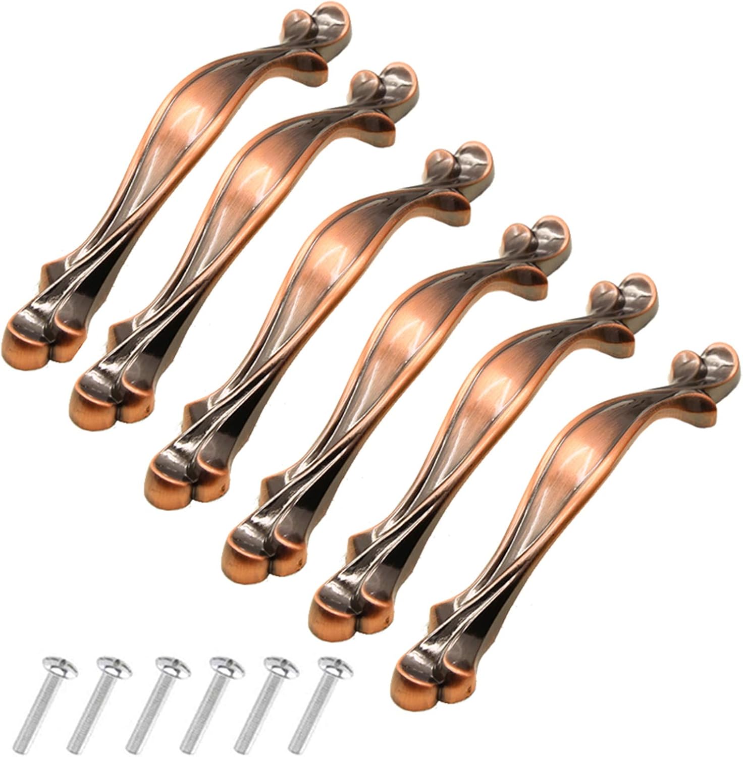 KanDery 6PCS Vintage Cabinet Handles, Chic Drawer Pull, Furniture Door Pull, Antique Kitchen Cupboard Handle