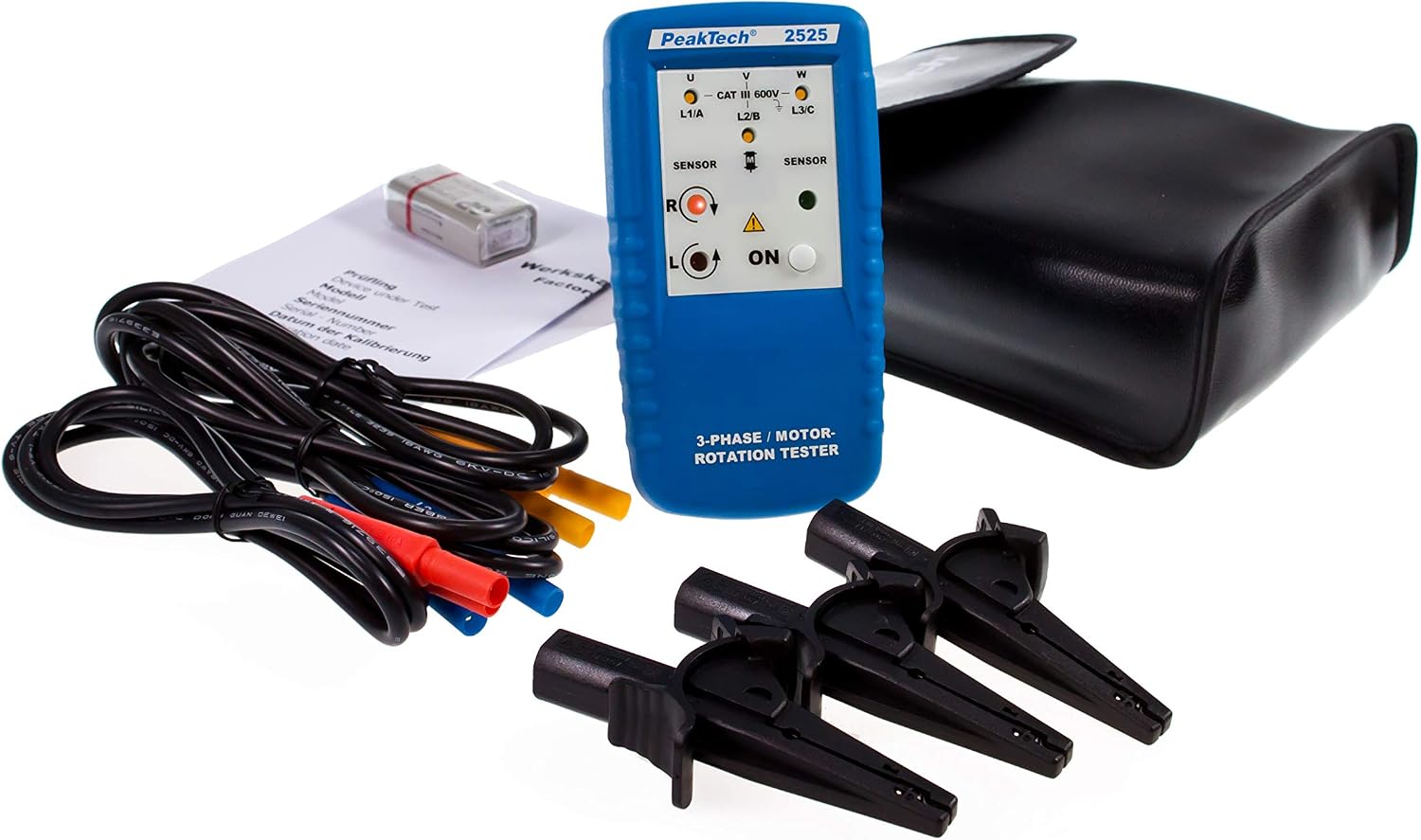 PeakTech P 2525 3-Phase Rotation Indicator/Rotating Field Instrument for High Voltage Current with LED Display - Image 5