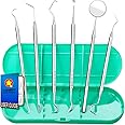G.CATACC Dental Tools, Plaque Remover for Teeth, Metal Dental Pick Teeth Cleaning Tools Kit, Stainless Steel Oral Care Hygiene Kit with Tooth Scraper Plaque Tartar Remover - with Case