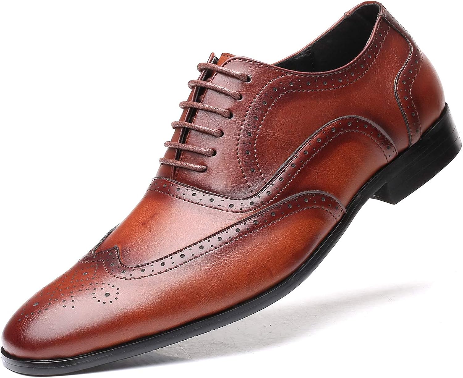 Jumuland Mens Business Leather Dress Shoes Classic Modern Pointed Toe Lace up Oxford for Men